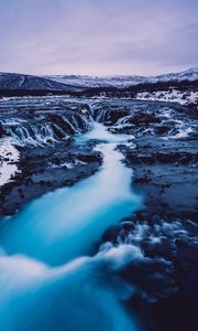 Preview wallpaper waterfall, iceland, current, snow