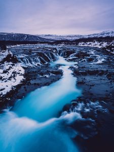 Preview wallpaper waterfall, iceland, current, snow