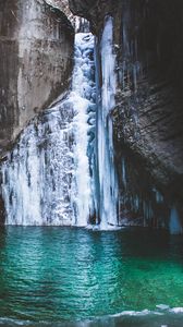 Preview wallpaper waterfall, lake, mountain