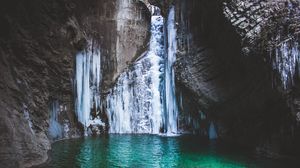 Preview wallpaper waterfall, lake, mountain