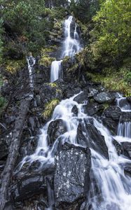 Preview wallpaper waterfall, landscape, cascade, stones