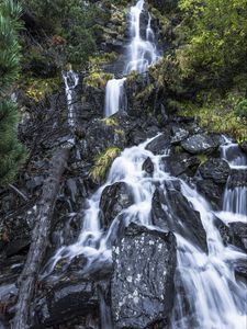 Preview wallpaper waterfall, landscape, cascade, stones