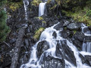 Preview wallpaper waterfall, landscape, cascade, stones