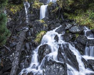 Preview wallpaper waterfall, landscape, cascade, stones