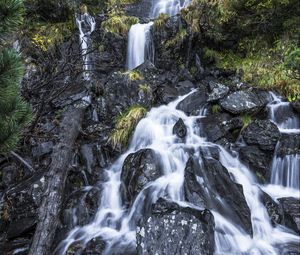 Preview wallpaper waterfall, landscape, cascade, stones