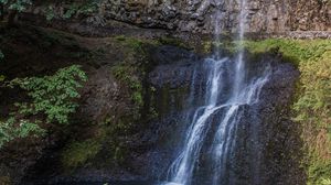 Preview wallpaper waterfall, landscape, cliff, trees