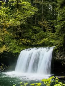 Preview wallpaper waterfall, landscape, nature, trees, plants