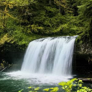 Preview wallpaper waterfall, landscape, nature, trees, plants