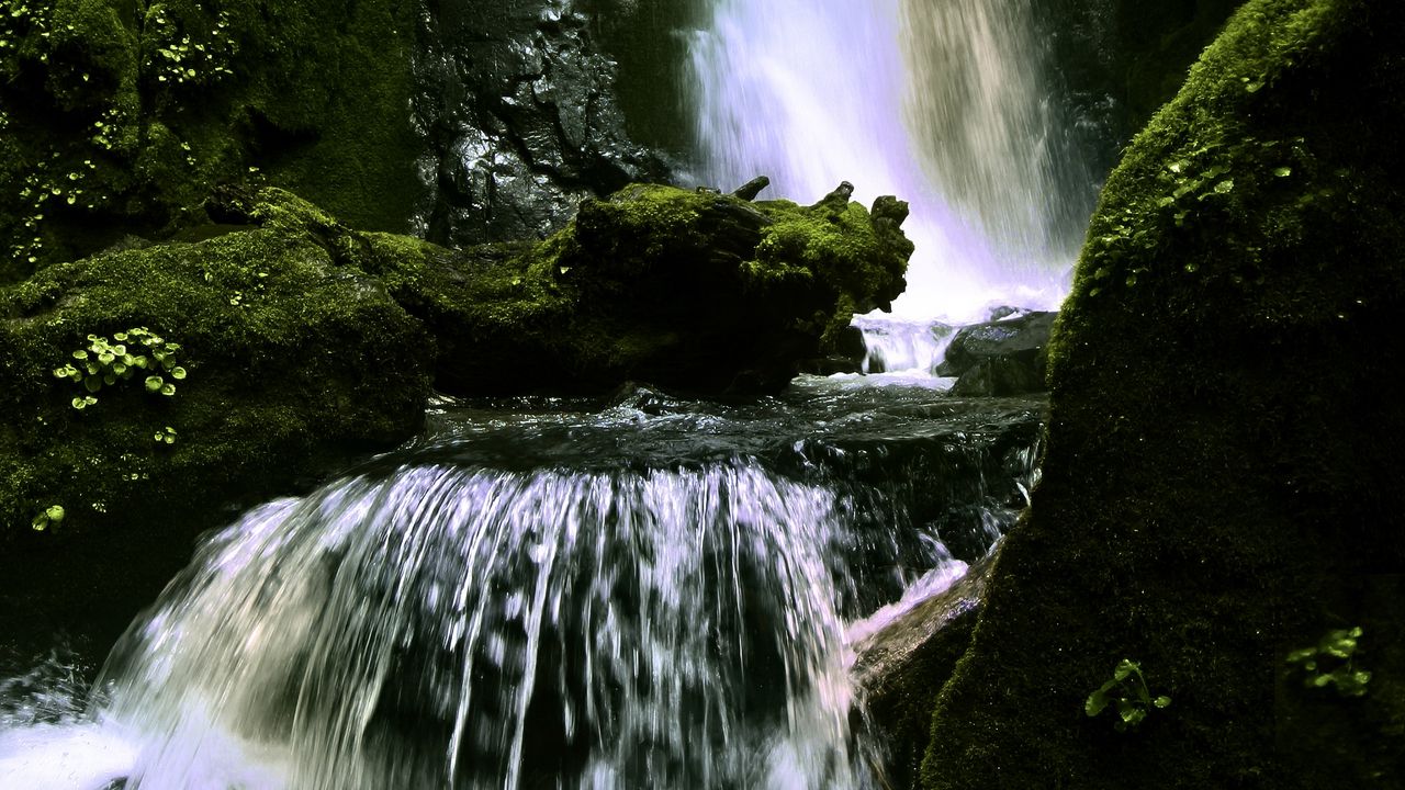 Wallpaper waterfall, landscape, nature, stones