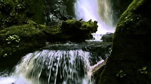 Preview wallpaper waterfall, landscape, nature, stones