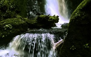 Preview wallpaper waterfall, landscape, nature, stones