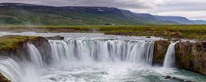 Preview wallpaper waterfall, landscape, nature, splashes, plain