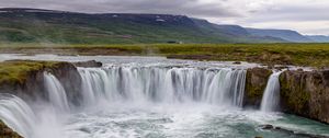 Preview wallpaper waterfall, landscape, nature, splashes, plain