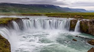 Preview wallpaper waterfall, landscape, nature, splashes, plain