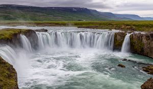 Preview wallpaper waterfall, landscape, nature, splashes, plain