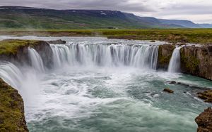 Preview wallpaper waterfall, landscape, nature, splashes, plain