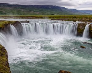 Preview wallpaper waterfall, landscape, nature, splashes, plain