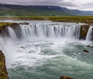 Preview wallpaper waterfall, landscape, nature, splashes, plain