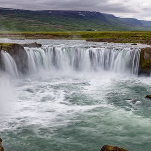 Preview wallpaper waterfall, landscape, nature, splashes, plain