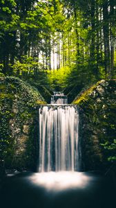 Preview wallpaper waterfall, landscape, plants, trees, bushes