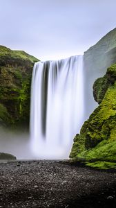 Preview wallpaper waterfall, landscape, rocks, moss