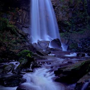 Preview wallpaper waterfall, landscape, stones, nature