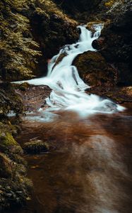 Preview wallpaper waterfall, landscape, stream, stones