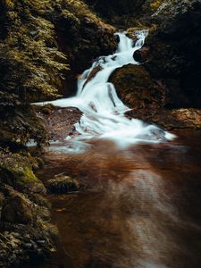 Preview wallpaper waterfall, landscape, stream, stones