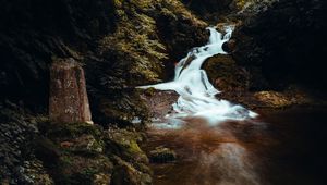 Preview wallpaper waterfall, landscape, stream, stones