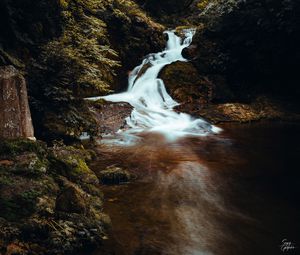 Preview wallpaper waterfall, landscape, stream, stones