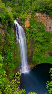 Preview wallpaper waterfall, landscape, trees, nature, lake