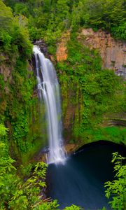 Preview wallpaper waterfall, landscape, trees, nature, lake