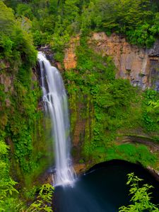 Preview wallpaper waterfall, landscape, trees, nature, lake