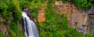 Preview wallpaper waterfall, landscape, trees, nature, lake