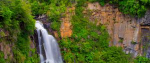 Preview wallpaper waterfall, landscape, trees, nature, lake