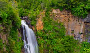 Preview wallpaper waterfall, landscape, trees, nature, lake