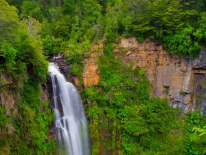 Preview wallpaper waterfall, landscape, trees, nature, lake