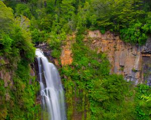 Preview wallpaper waterfall, landscape, trees, nature, lake