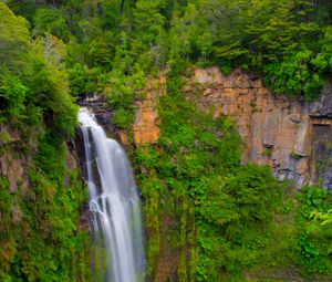 Preview wallpaper waterfall, landscape, trees, nature, lake