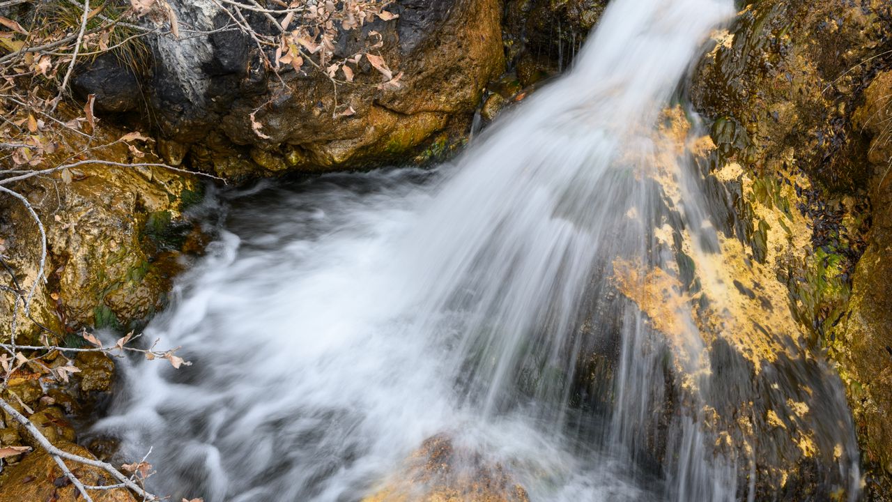 Wallpaper waterfall, landscape, water, stones, nature