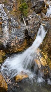 Preview wallpaper waterfall, landscape, water, stones, nature