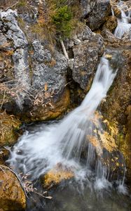 Preview wallpaper waterfall, landscape, water, stones, nature