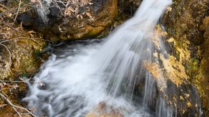 Preview wallpaper waterfall, landscape, water, stones, nature