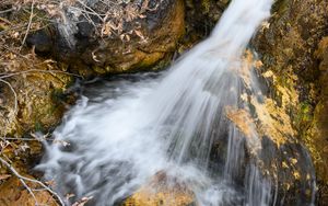 Preview wallpaper waterfall, landscape, water, stones, nature