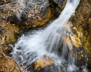 Preview wallpaper waterfall, landscape, water, stones, nature