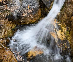 Preview wallpaper waterfall, landscape, water, stones, nature