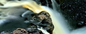 Preview wallpaper waterfall, long exposure, rocks, landscape, nature