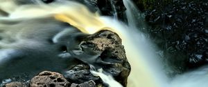 Preview wallpaper waterfall, long exposure, rocks, landscape, nature