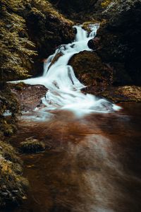 Preview wallpaper waterfall, long exposure, stones, landscape