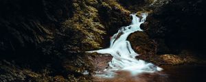 Preview wallpaper waterfall, long exposure, stones, landscape